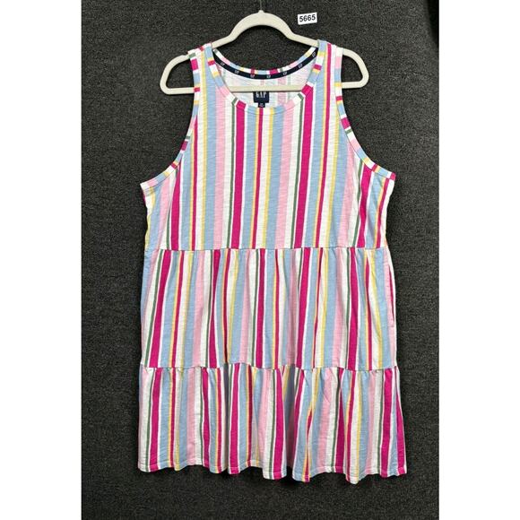 Gap Aline Dress Womens Size XXL Pink Striped Tiered Sundress Sleeveless Flare - Picture 2 of 7